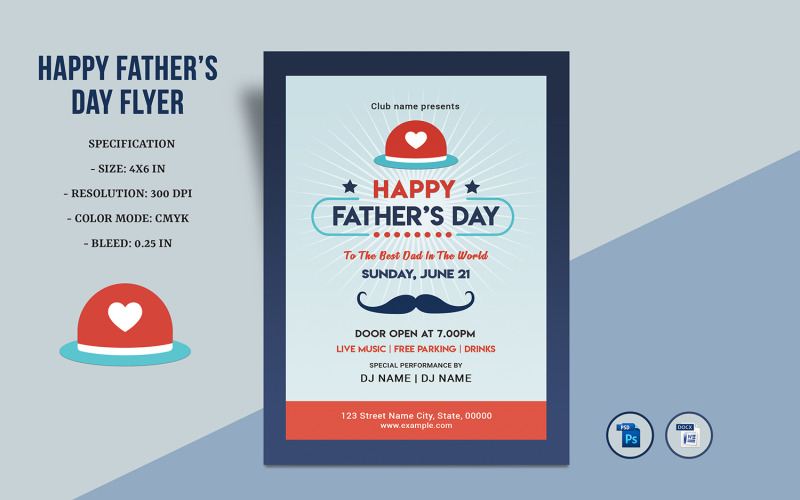 Printable Father's Day Party Invitation Flyer Template Corporate Identity