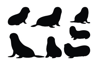 Sea seals silhouette vector collection