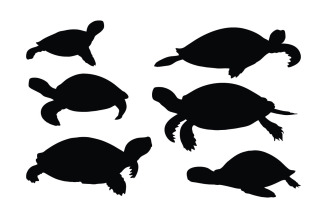 Sea turtles in different position vector