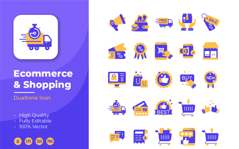 Ecommerce and Shopping Duotone Icon Icon Set