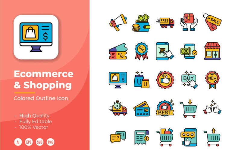 Ecommerce and Shopping Icon Icon Set