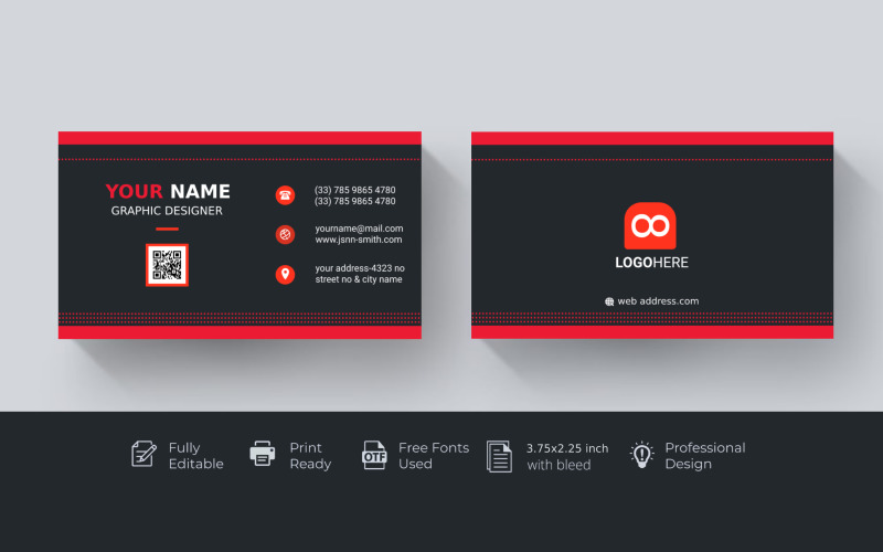 "Elevate Your Professional Image with Striking Corporate Business Card PSD Template!" Corporate Identity