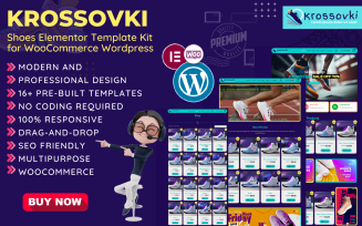 Krossovki - Running Shoes, Sports Shop Woocommerce Elementor template kit