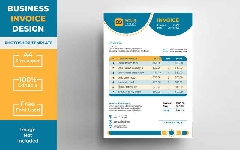 "Streamline Your Finances with the Elegant Corporate Invoice PSD Template!" Corporate Identity
