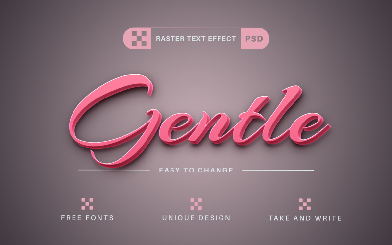 Gentle - Editable Text Effect, Font Style Illustration
