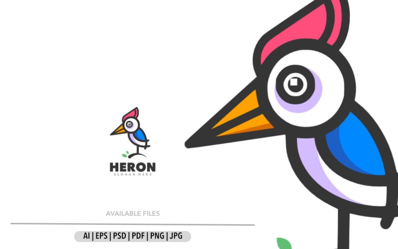 Heron cute simple design logo template Logo Template