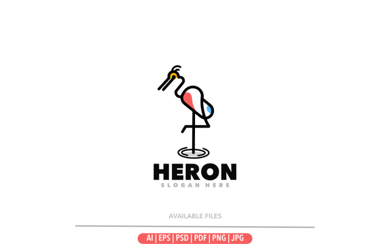 Heron outline logo design simple Logo Template