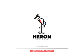Heron outline logo design simple