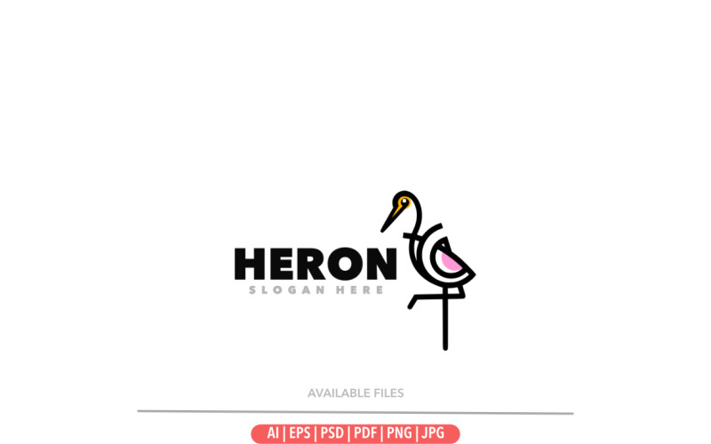 Heron outline simple design logo Logo Template
