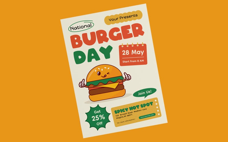 National Hamburger Day Flyer Template Corporate Identity