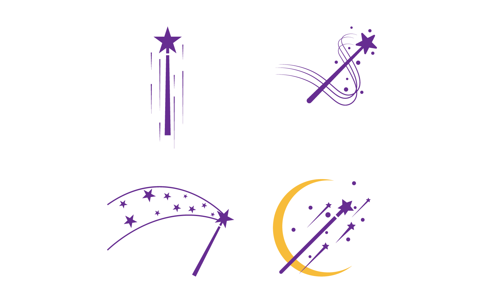 Set of Wand Magic stick icon vector flat design template Logo Template