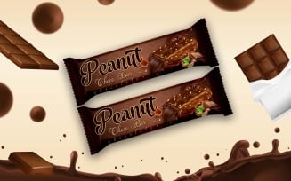 Creative And Modern Peanut Choco Bar Chocolate Packaging Mockup Design - Product Mockup