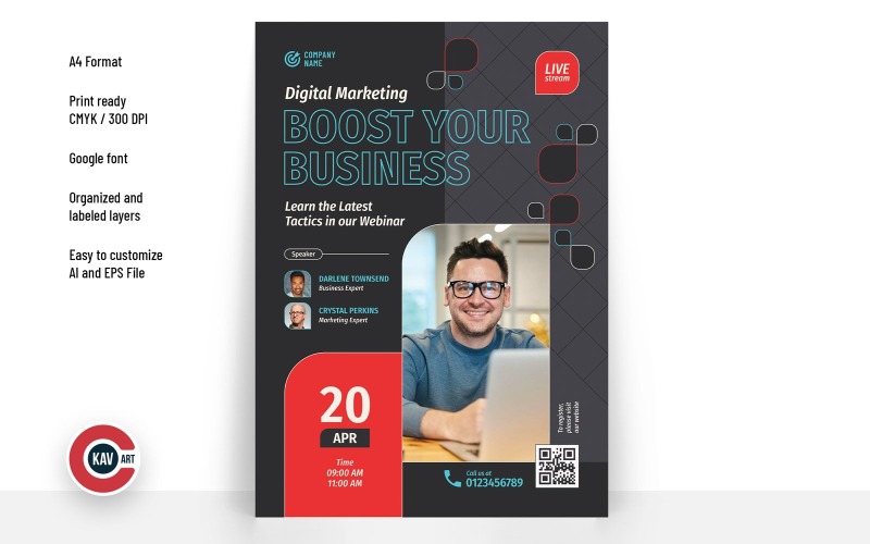 Digital marketing online workshop flyer vector design template - 00012 Corporate Identity