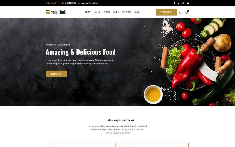 Dreamhub - Fast-Food Restaurant HTML5 Template Website Template