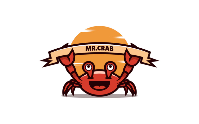 Mr. Crab Mascot Cartoon Logo Logo Template