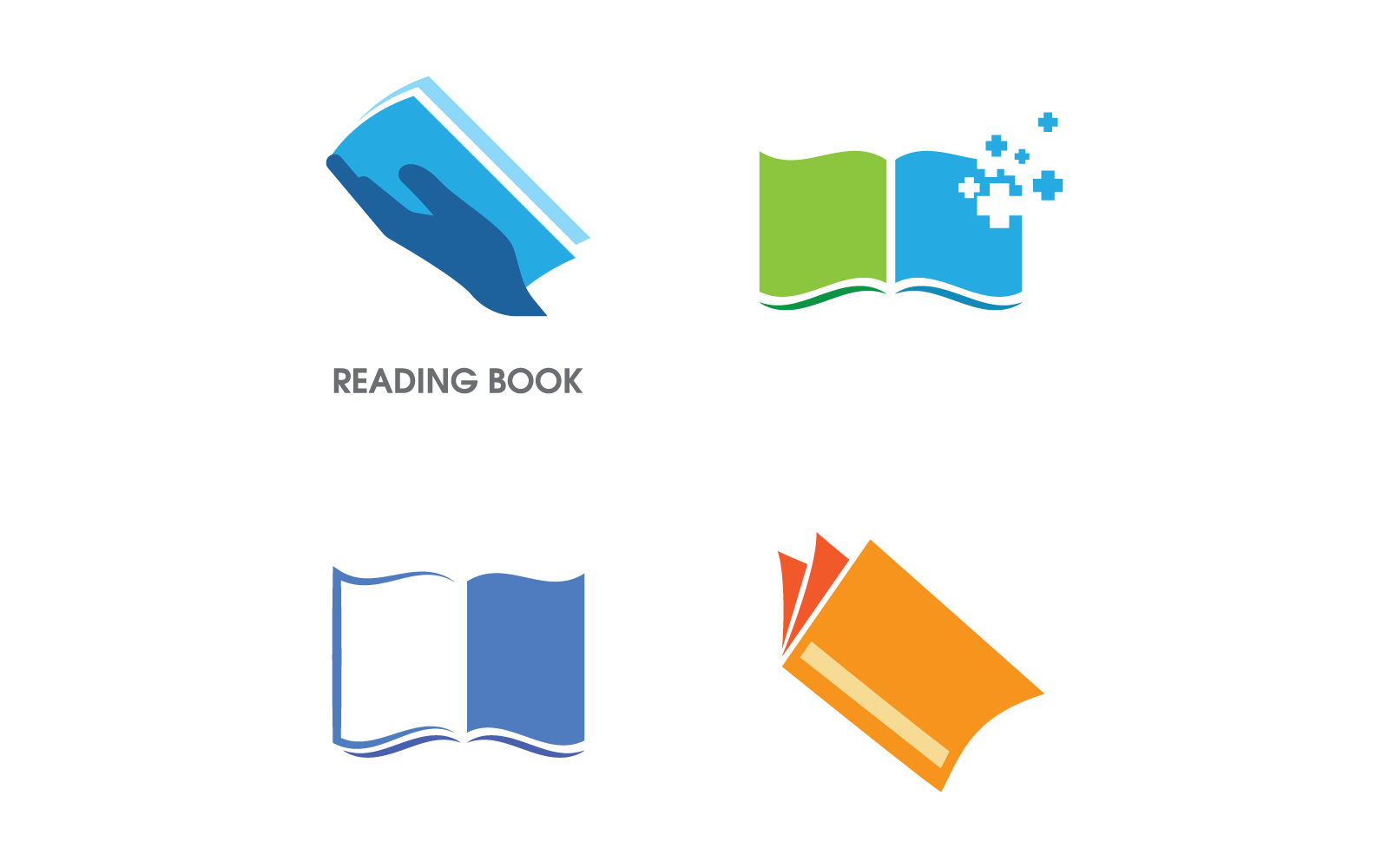Set of Book education logo template vector flat design