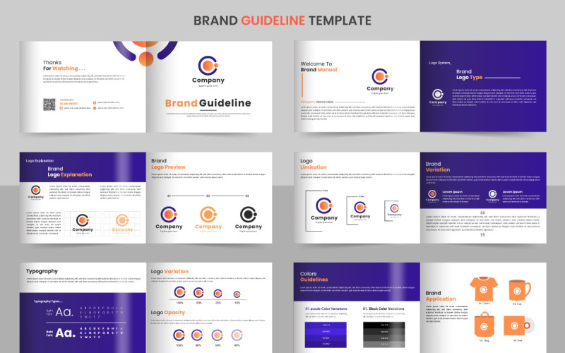 Business brand Guidelines template. Brand Identity presentation. Logo Guide Book. Logo type idea Illustration