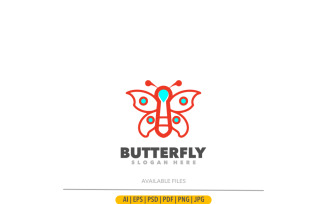 Butterfly red line art design logo