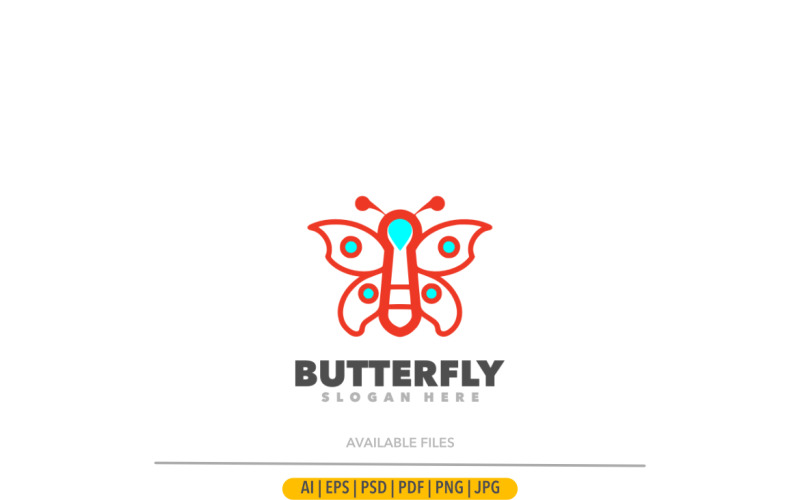 Butterfly red line art design logo Logo Template