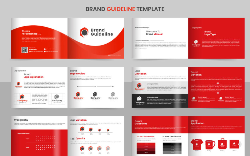 corporate brand Guidelines template. Brand Identity presentation. Logo Guide Book. Logo type idea Illustration