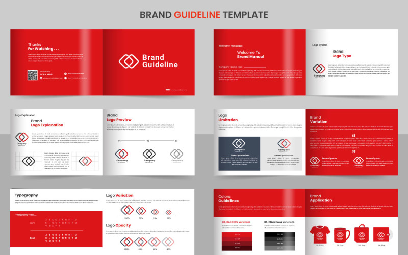 corporate brand Guidelines template. Brand Identity presentation. Logo Guide Book. Logotype idea Illustration