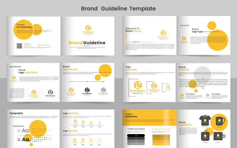 Corporate brand Guidelines template. Brand Identity presentation. Logo Guide Book. Logotype ideas Illustration