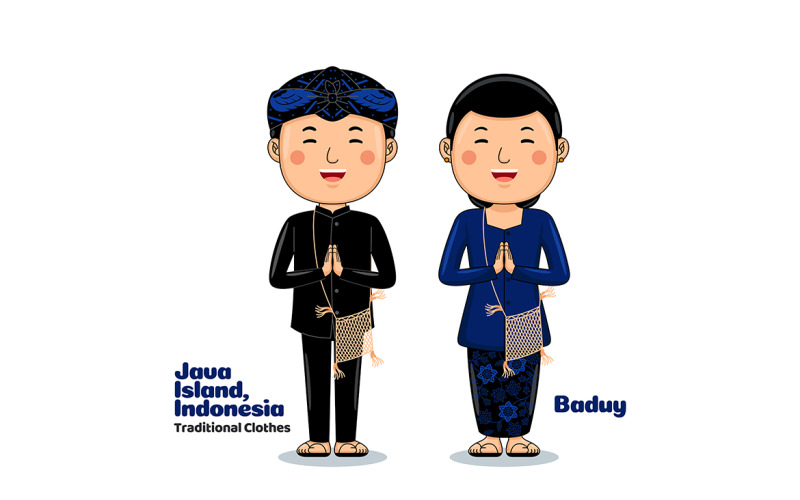 Couple wear Traditional Clothes greetings welcome to Baduy Village Vector Graphic