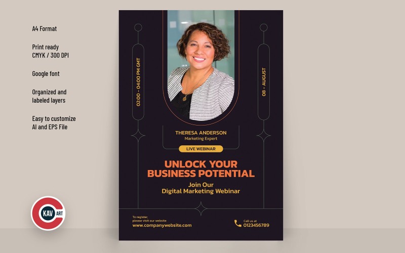 Digital marketing online workshop flyer vector design template - 00014 Corporate Identity