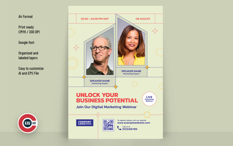Digital marketing online workshop flyer vector design template - 00015 Corporate Identity