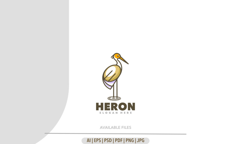 Heron stork outline simple logo design Logo Template