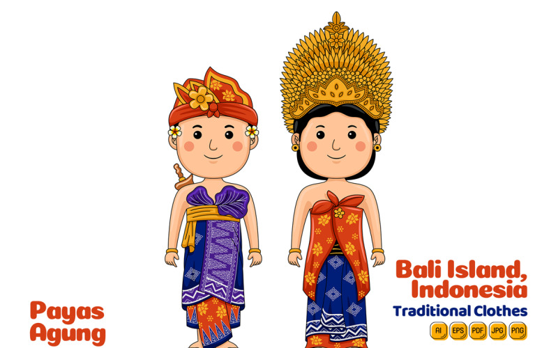 Payas Agung Bali Indonesia Traditional Cloth Vector Graphic