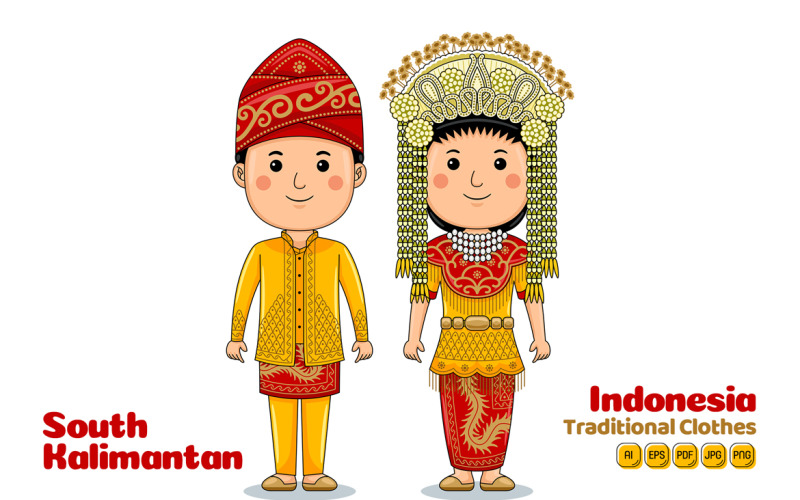 South Kalimantan Indonesia Traditional Cloth Vector Graphic