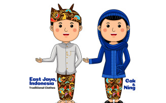 Welcome Gesture with Couple East Java Traditional Clothes