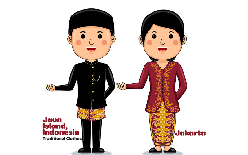 Welcome Gesture with Couple Jakarta Traditional Clothes 2 Vector Graphic