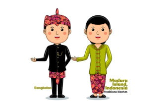 Welcome Gesture with Couple Madura Traditional Clothes