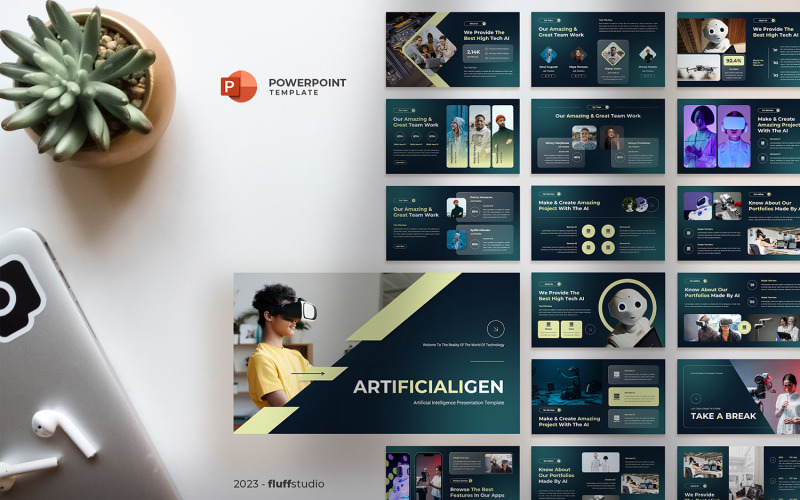 Artificial Intelligence / AI Powerpoint Template PowerPoint Template