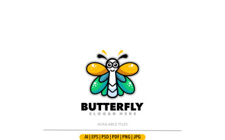 Butterfly cute mascot cartoon logo