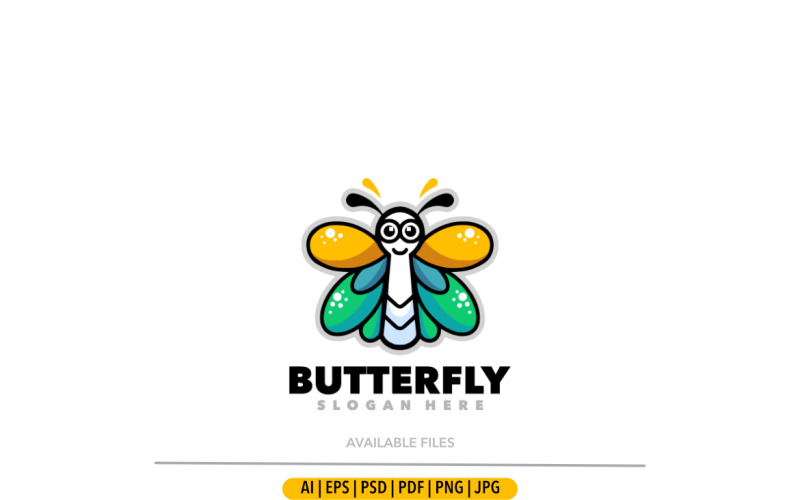 Butterfly cute mascot cartoon logo Logo Template