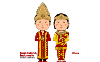 Couple wear Traditional Clothes greetings welcome to Nias Island