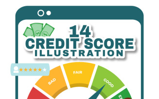 14 Credit Score Vector Illustration