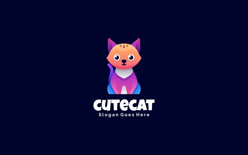 Cute Cat Gradient Colorful Logo 1 Logo Template