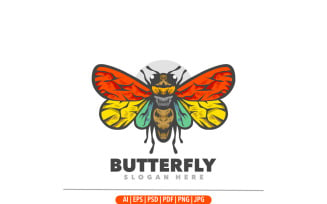 Butterfly illustration design logo template