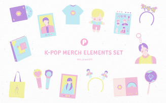 Cheerful Kpop Merch Element Set
