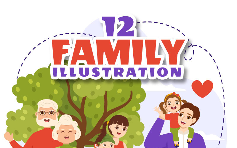 12 Family Values Vector Illustration