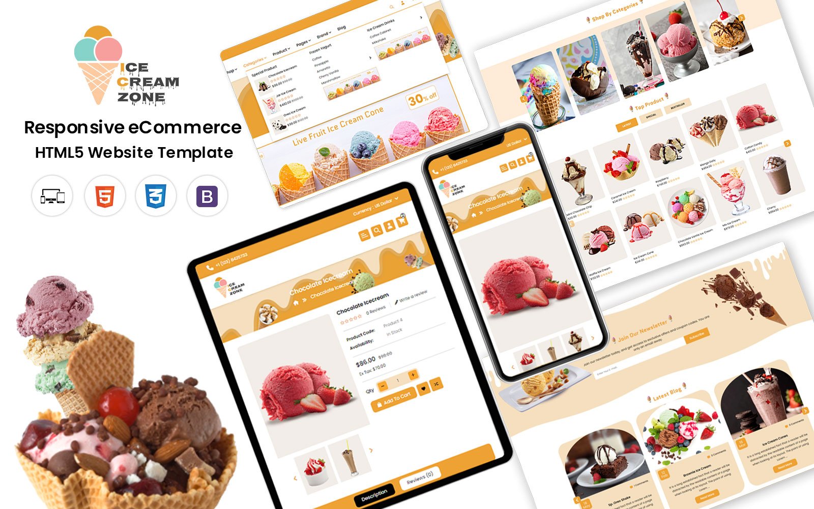 Kit Graphique #335828 Dessert Icecream Web Design - Logo template Preview