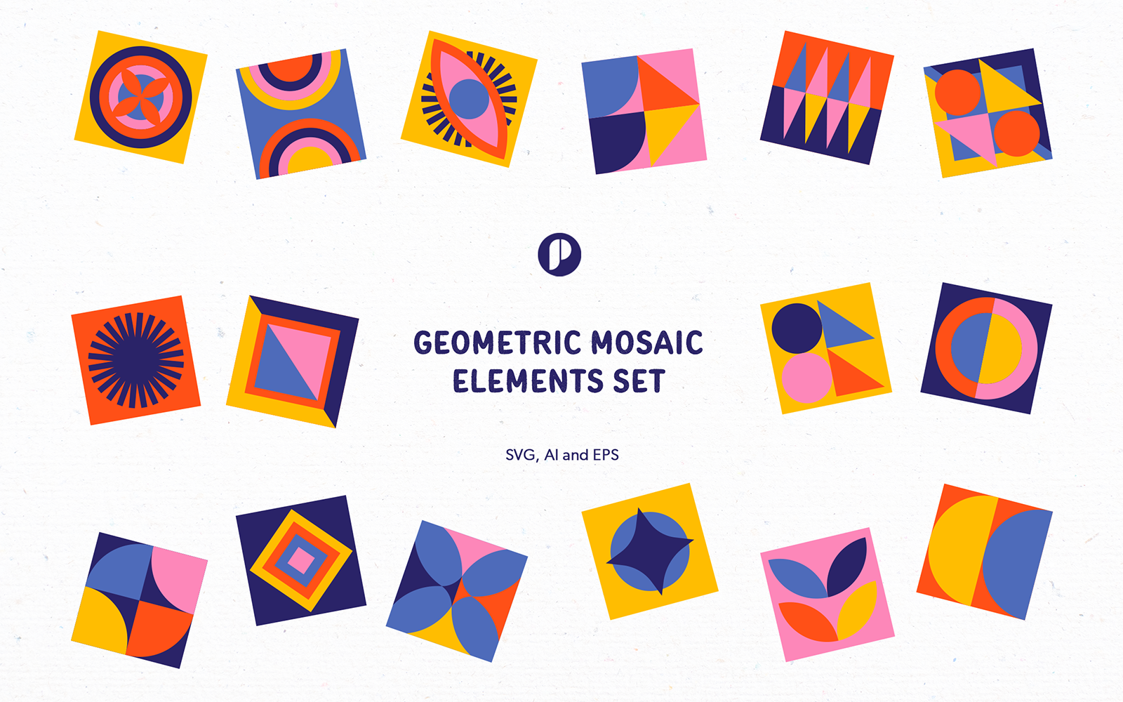 Geometric Mosaic Elements Set