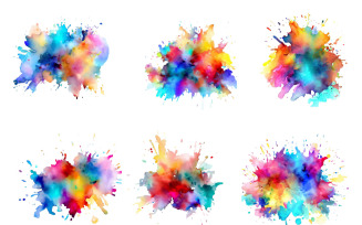 Abstract ink splash background, colorful paint splatter brush stroke