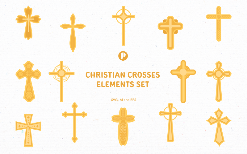 Christian Crosses Elements Set Illustration