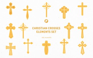 Christian Crosses Elements Set
