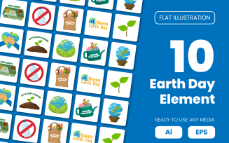 Collection of Earth Day Element in Flat Illustration